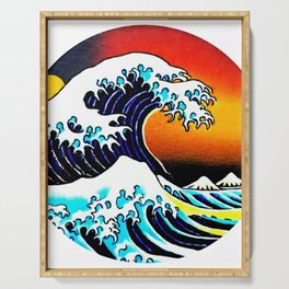  The Great Wave | outrun style Serving Tray