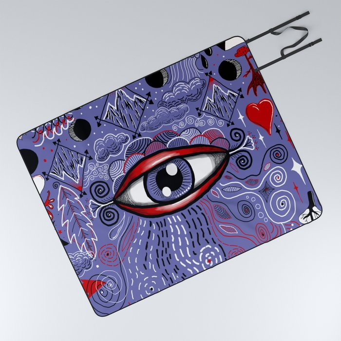 The all-seeing eye!  Very Peri periwinkle Picnic Blanket