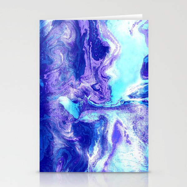 Swirling Marble in Aqua, Purple & Royal Blue Stationery Cards