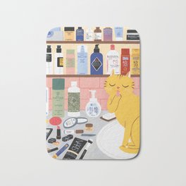 Shelfie Bath Mat | Gouache, Kitty, Cats, Painting, Skincare, Bathroom, Illustration, Curated 