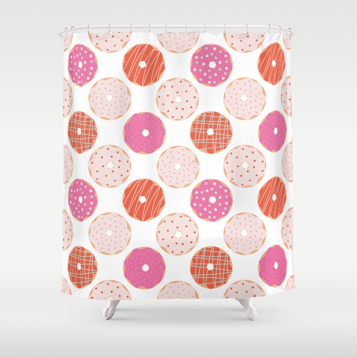 Donuts Pattern - Pink & Orange Shower Curtain