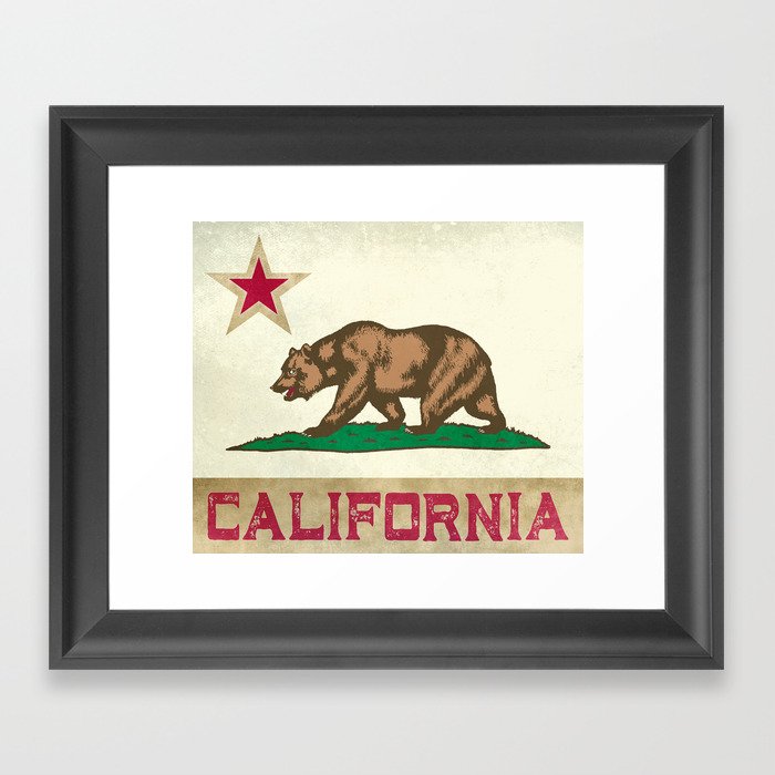 Vintage California Flag Framed Art Print