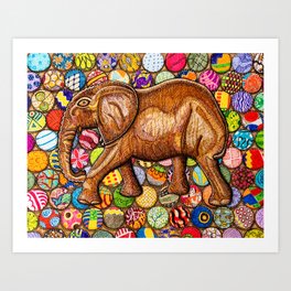 To Lead Is to Serve: Carved Elephant Art Print