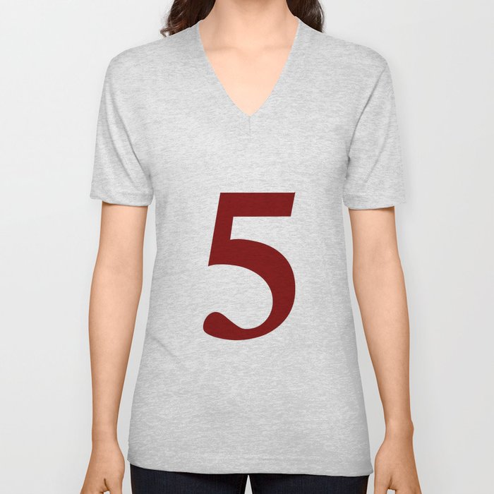5 (BROWNISH & WHITE NUMBERS) V Neck T Shirt