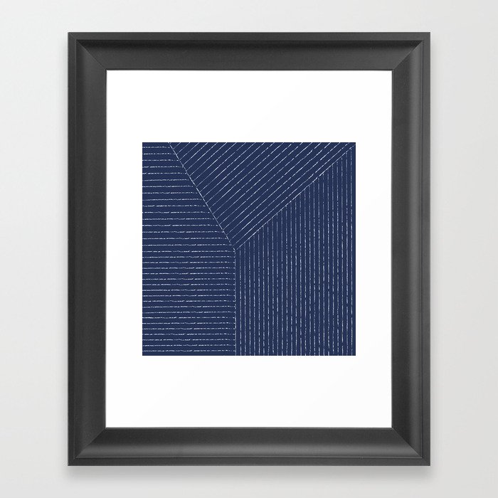 Lines (Navy) Framed Art Print
