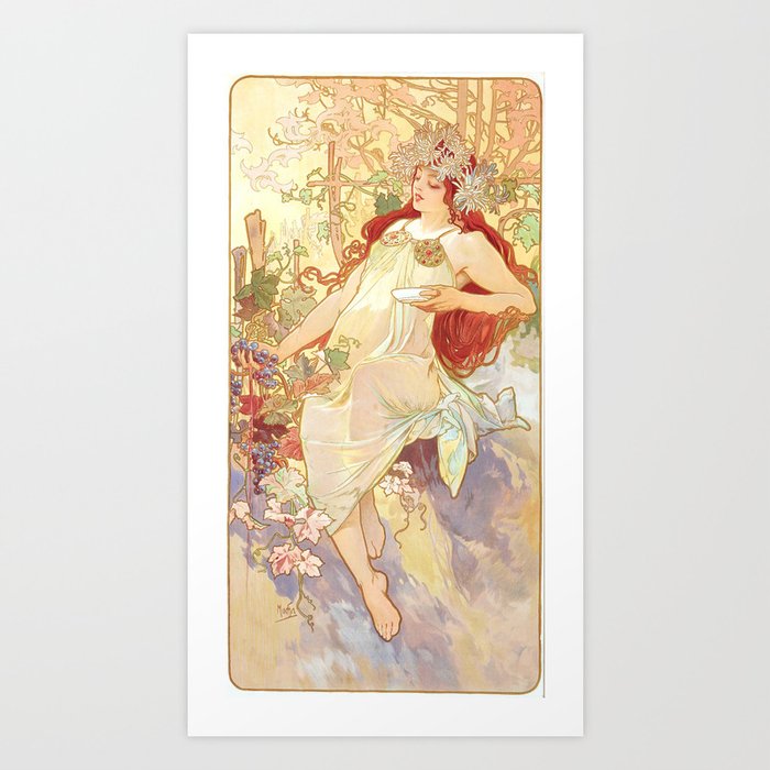 Alphonse Maria Mucha= Les Saisons 3 Art Nouveau Vintage Art Print