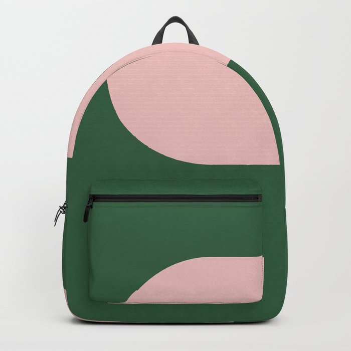 Margo Collection: Minimalist Modern Geometric Pink on Green Backpack