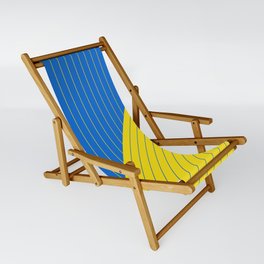 Support Ukraine Elegant Pinstripes and Triangles Blue Yellow Sling Chair
