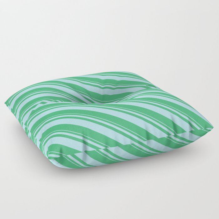 Powder Blue and Sea Green Colored Stripes Pattern Floor Pillow