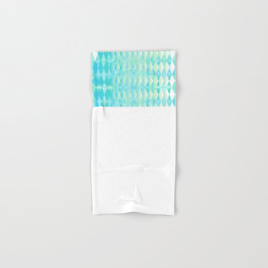 Aqua Watercolor With Ombre Harlequin Pattern Hand & Bath Towel