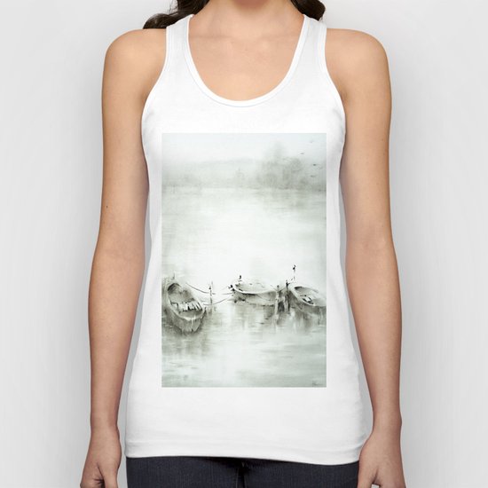 boats on the river Unisex Tank Top