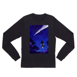 Behold the Galaxy - Anime Girl looking at the Stars Long Sleeve T Shirt