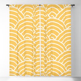 Yellow Japanese Seigaiha Wave Blackout Curtain
