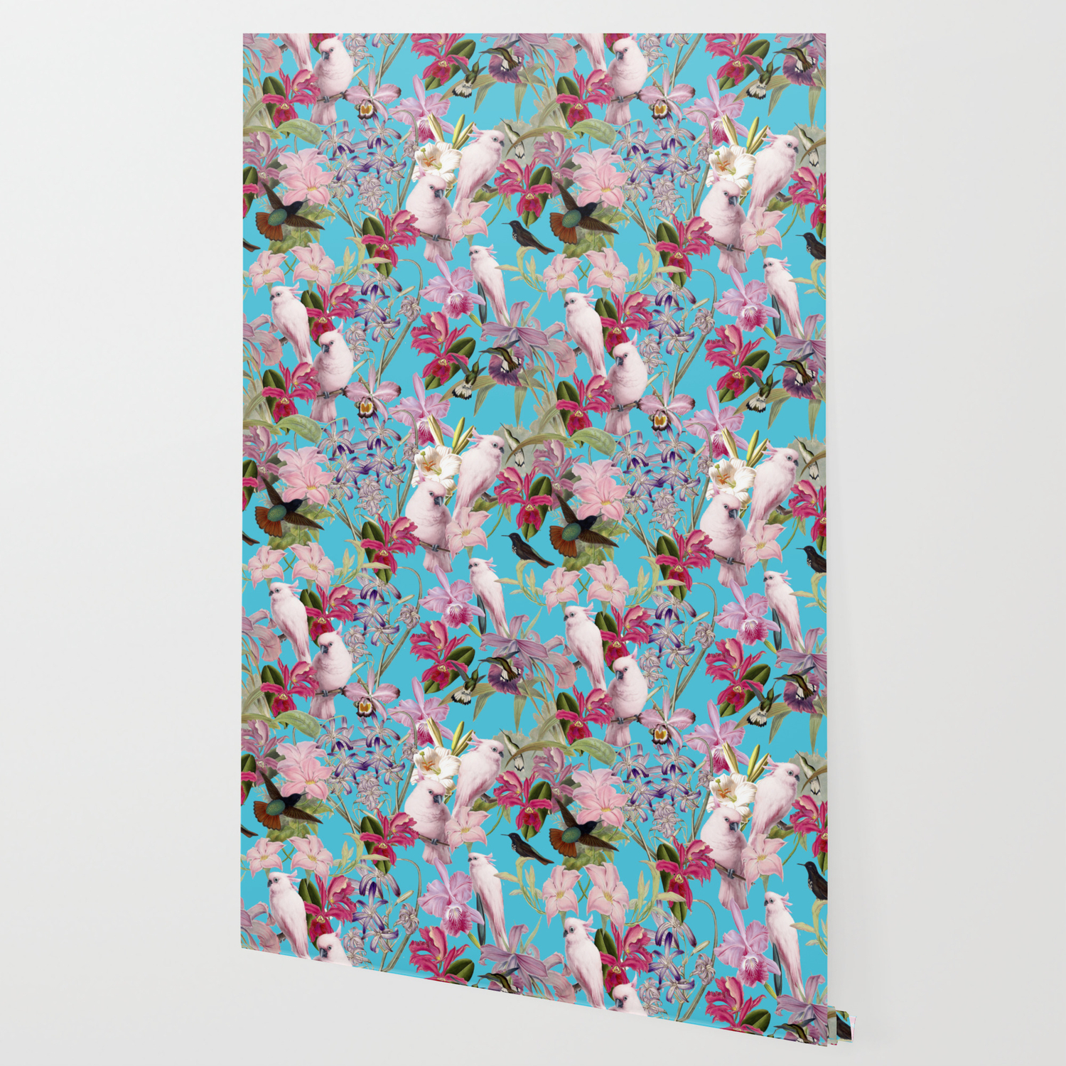 Vintage Shabby Chic Pink Tropical Birds And Orchid Flower