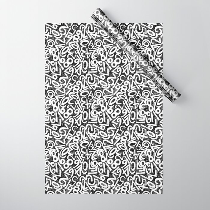 Numbers pattern in black and white Wrapping Paper
