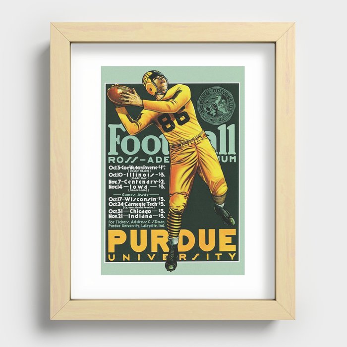 Vintage Purdue Football Print Recessed Framed Print