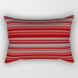 [ Thumbnail: Red, Maroon, and Gray Colored Stripes Pattern Rectangular Pillow ]