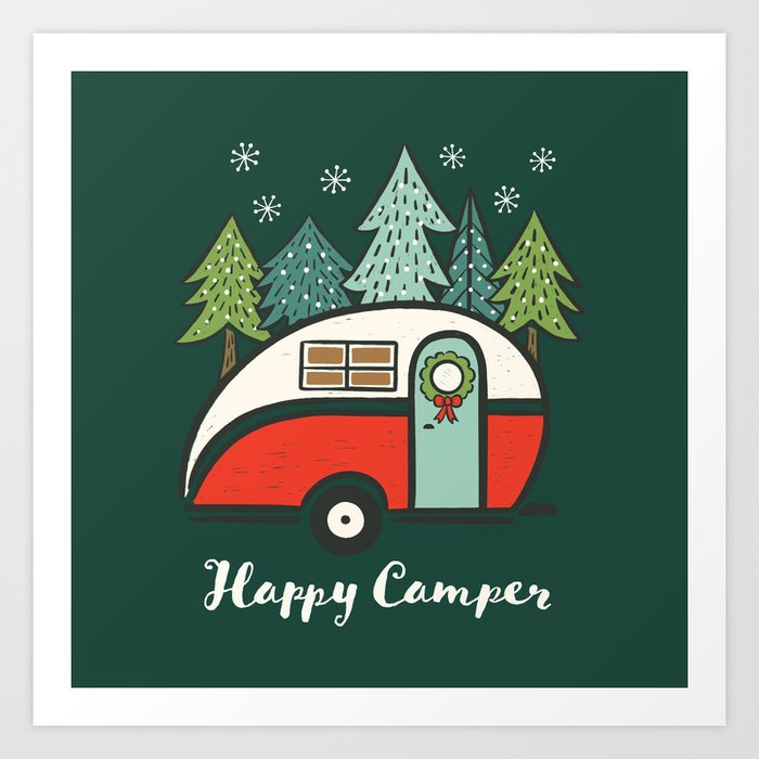 Happy Camper Christmas Art Print