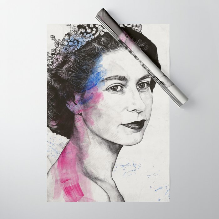 Young Queen Elizabeth II street art portrait Wrapping Paper by Marco