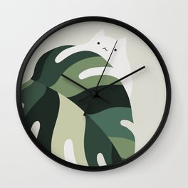 Cat and Plant 12B Wall Clock
