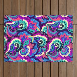 Cool Palette Neon Abstract Tropical Jungle Print Outdoor Rug