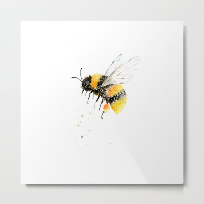 Watercolor Painting bumble bee Metal Print