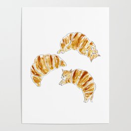 Croissant Cats Poster