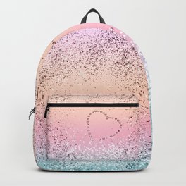 Summer UNICORN Girls Glitter Heart #1 (Faux Glitter) #shiny #pastel #decor #art #society6 Backpack