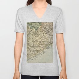 Vintage and Retro Map of Southern Ireland V Neck T Shirt