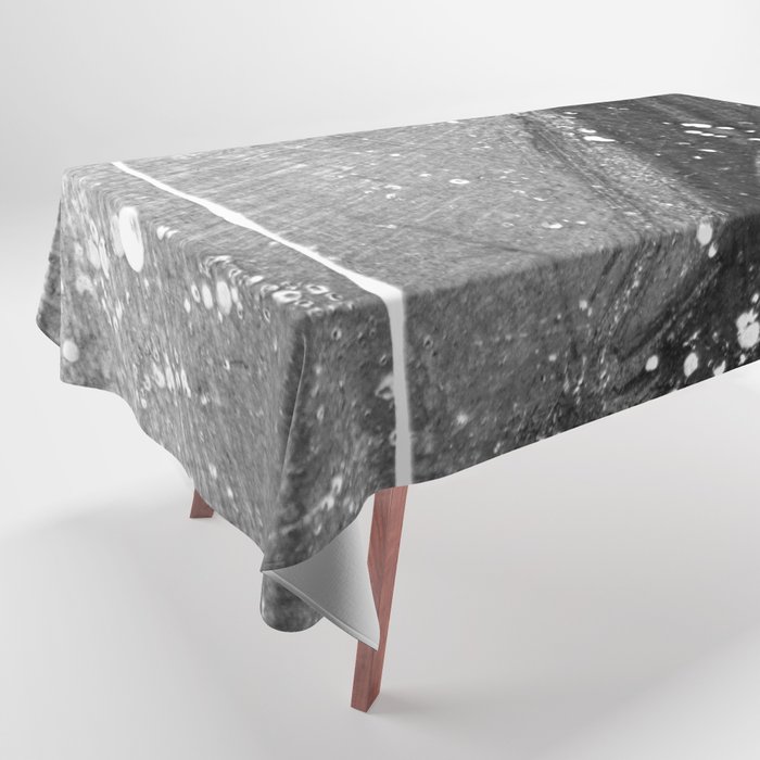 Abstract Black and White Grey Paint Metal Weathered Texture Tablecloth