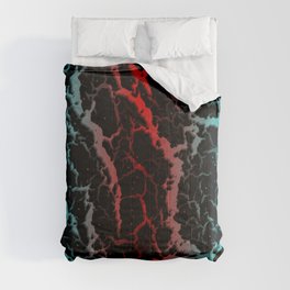 Cracked Space Lava - Cyan/Red Comforter