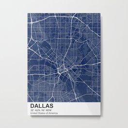 Dallas city map color Metal Print | Usa, Star, Graphicdesign, Cowboys, Baseball, Design, Pantone, Mancave, America, United 