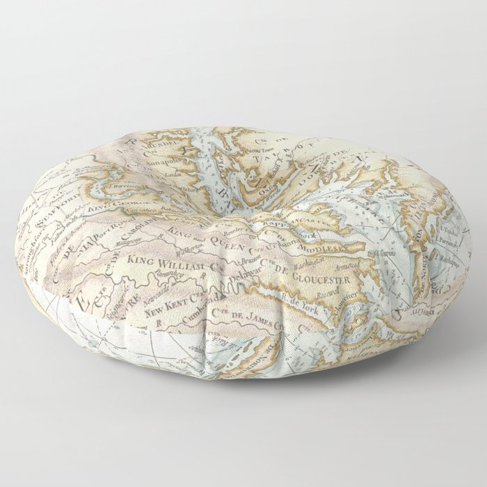 Vintage Map of The Chesapeake Bay(1778) 2 Floor Pillow
