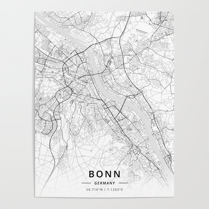 Bonn Map Poster City Map with Buildings and Streets Art Print