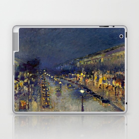 Camille Pissarro The Boulevard Montmartre at Night Laptop & iPad Skin