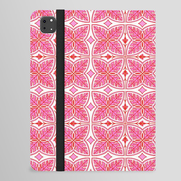 Pink and White Retro Modern Tropical Botanical iPad Folio Case