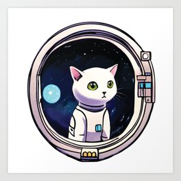 Cute Space Cat Art Print | Space Cat, Spacecat, Vector, Kids, Spacekitty, Adorable Cat, Astronaut Cat, Digital, Cute, Sweet 