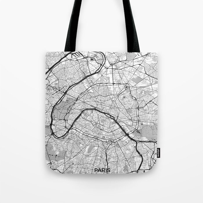 Paris Map Gray Tote Bag