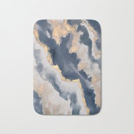 All that Shimmers – Gold + Navy Geode Bath Mat | Elegant, Marble, Geode, Painting, Flowing, Stone, Saphire, Pattern, Glitter, Navy 