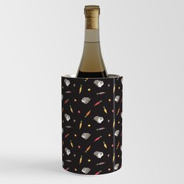 Carrot and Silkie Guinea Pig Pattern in Black Background Wine Chiller