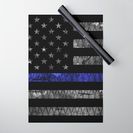 Police Thin Blue Line Flag Wrapping Paper