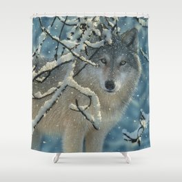 Wolf in Snow - Broken Silence Shower Curtain