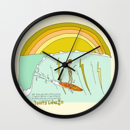 surf legend gerry lopez lightning bolt retro surf art by surfy birdy Wall Clock