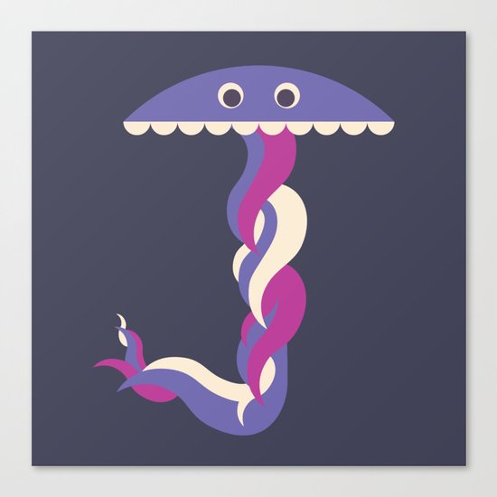 Letter J // Animal Alphabet // Jellyfish Monogram Canvas Print