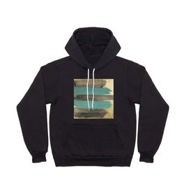 Abstract teal black gold watercolor brush strokes Hoody