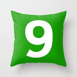 Number 9 (White & Green) Throw Pillow