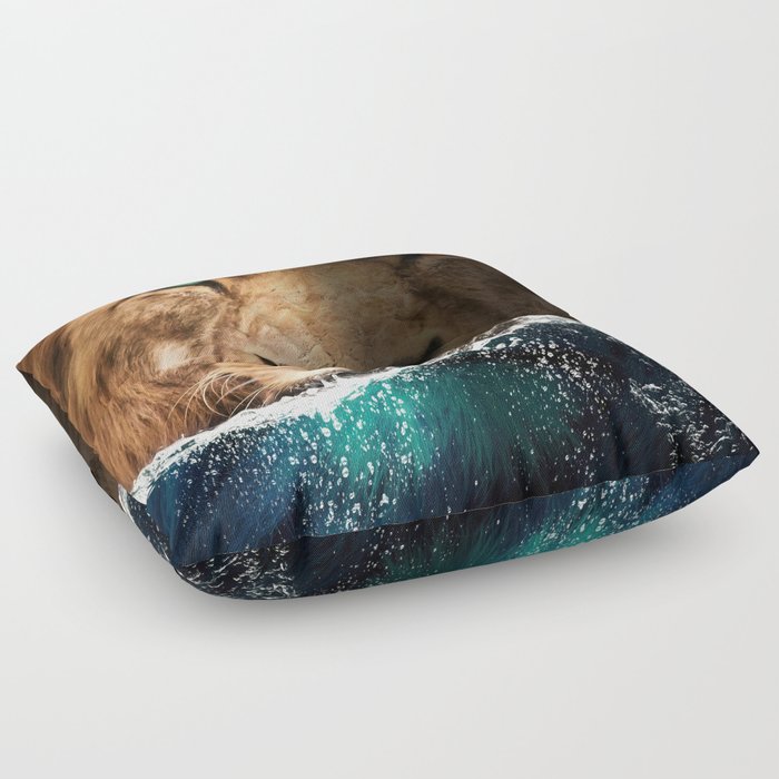 Lion behind the Ocean Floor Pillow
