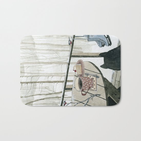 Winter Breakfast on the Porch Bath Mat