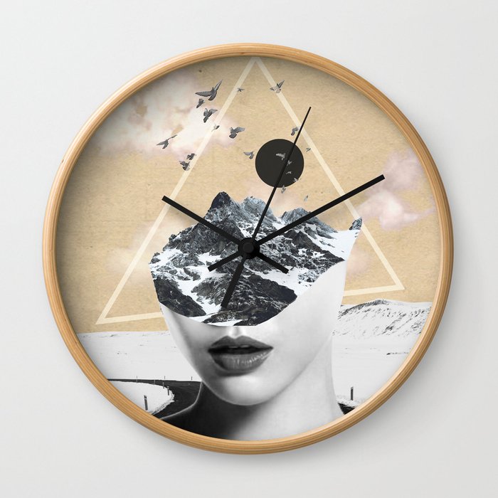 collage art / Wild Nature Wall Clock