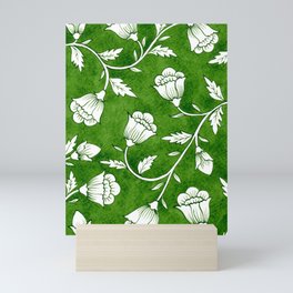 Indian Floral Print Pattern - Green Mini Art Print